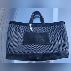 Victoria's Secret VSX Large Black Mesh Tote Travel Bag Top Zip Closure 2025 NWT